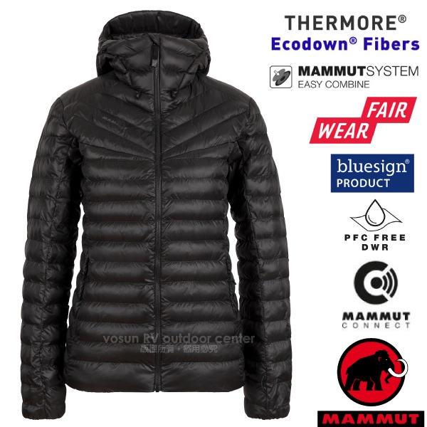 【MAMMUT 長毛象】女 Albula IN Hooded輕量保暖防風連帽化纖外套/1013-01790-0001 黑✿30E010